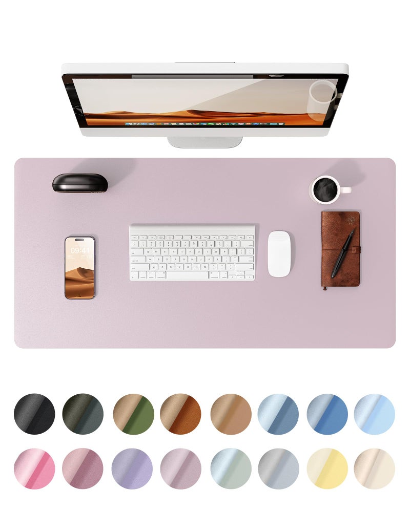 YSAGi Leather Desk Protector, Office Mat, Large Mouse Mat, Non-Slip PU Leather Blotter, Laptop Desk Mat, Waterproof Writing Pad for Office and Home (Grayish Lavender, 31.5" x 15.8") - Image 1
