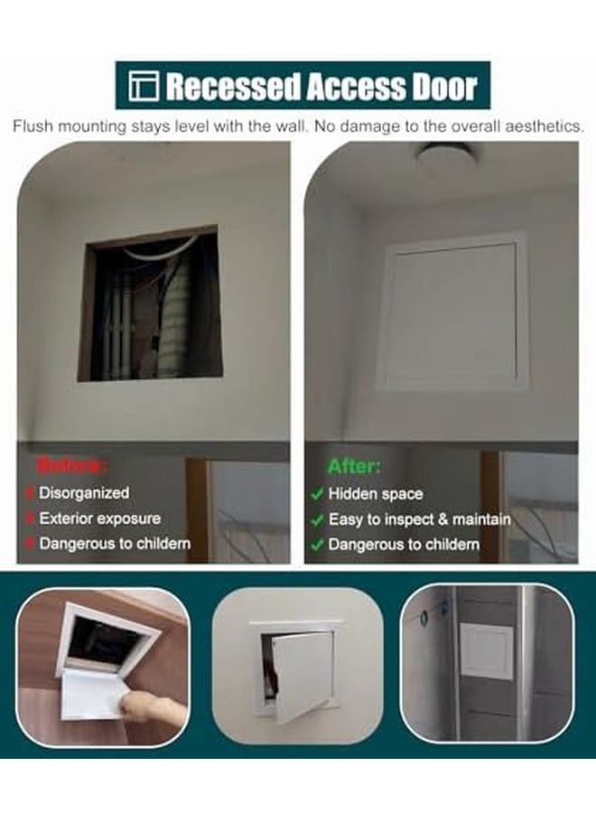 لوحة الوصول الجبسية البيضاء مقاس 10 × 20 بوصة مثبتة بشكل محاذي، غطاء معدني للأنابيب - Image 3