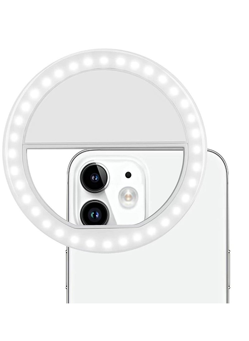 ELTRAZONE 184 Selfie Ring Light with 36 LED Bulbs, Flash Lamp Clip Ring Lights Fill-in Lighting Portable for Phone/Tablet/iPad/Laptop Camera - White  - Image 1