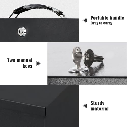 xydled Fire Resistant Safe Fire Safe Box with Key Lock for Home Office Security Storage for Valuables Documents,12.8 x 8.5 x 4.5 Inch,Black - Image 5