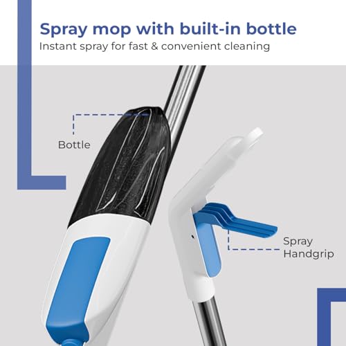 Lifelong Spray Mop for Floor Cleaning | Stainless Steel Handle with Refillable Bottle & Microfiber Pad | 360° Rotating Head | Wet & Dry Mop for Tile, Wood, Marble| Easy Trigger Spray for Home Use - Image 2