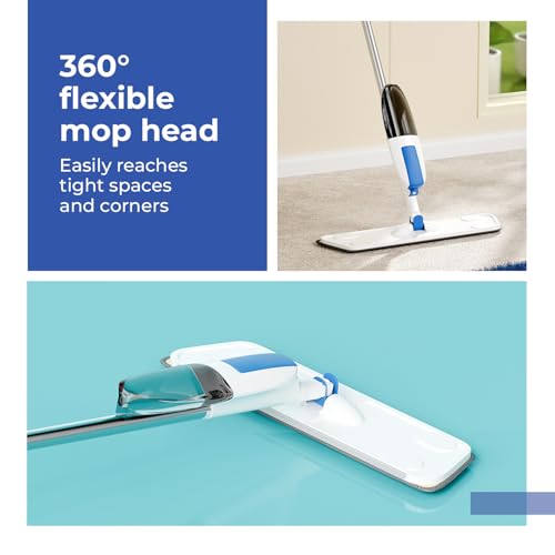 Lifelong Spray Mop for Floor Cleaning | Stainless Steel Handle with Refillable Bottle & Microfiber Pad | 360° Rotating Head | Wet & Dry Mop for Tile, Wood, Marble| Easy Trigger Spray for Home Use - Image 3