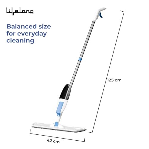 Lifelong Spray Mop for Floor Cleaning | Stainless Steel Handle with Refillable Bottle & Microfiber Pad | 360° Rotating Head | Wet & Dry Mop for Tile, Wood, Marble| Easy Trigger Spray for Home Use - Image 4