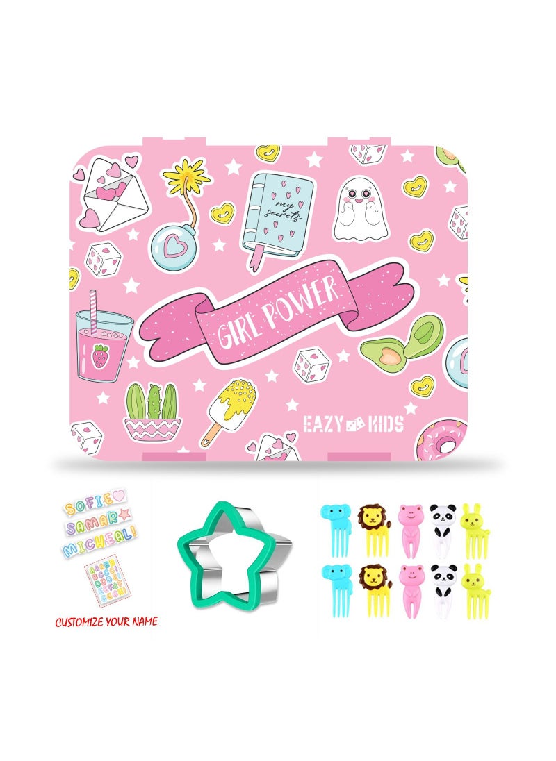Eazy Kids Eazy Kids Bento Box wt Insulated Lunch Bag & Cutter Set Combo Girl Power Pink  - Image 2