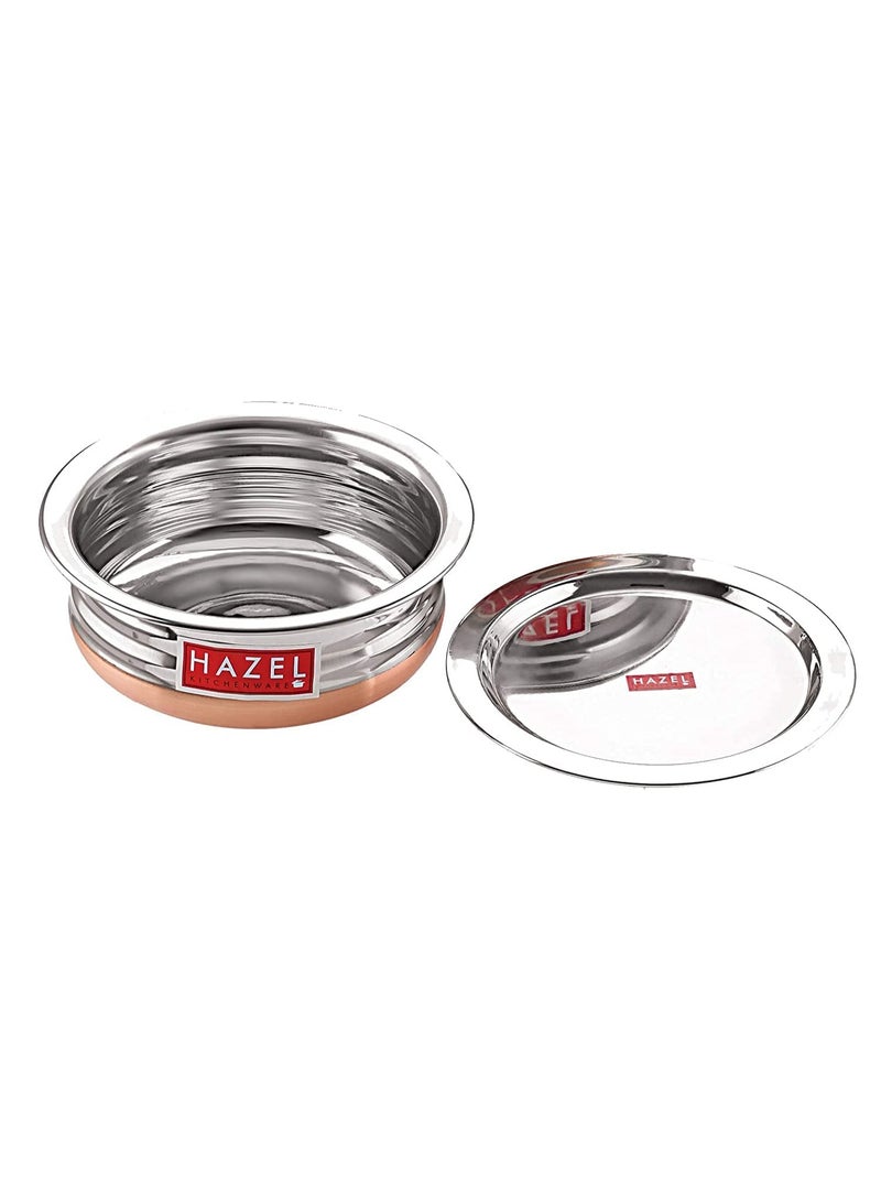 HAZEL Copper Bottom Uruli with Lid | Stainless Steel Biryani Cooking and Serving Pot Set of 4 (800 ML, 1200 ML, 1600 ML, 2000 ML) - Image 4