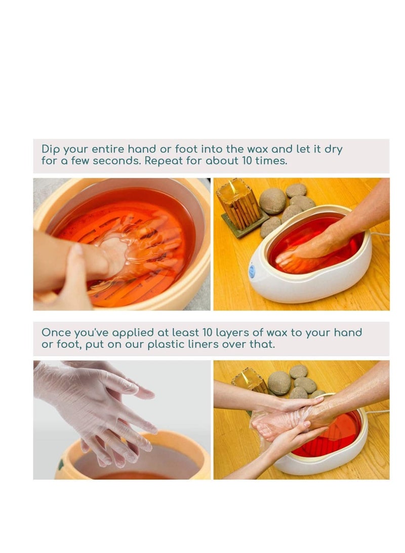 Zikra بطانات شمع البارافين، قفازات عازلة بفتحة مرنة، بطانات جورب لليدين والقدمين، حمام شمع ساخن للعلاج والعناية بالشمع، آلة تسخين شمع البارافين 200 قطعة - Image 2