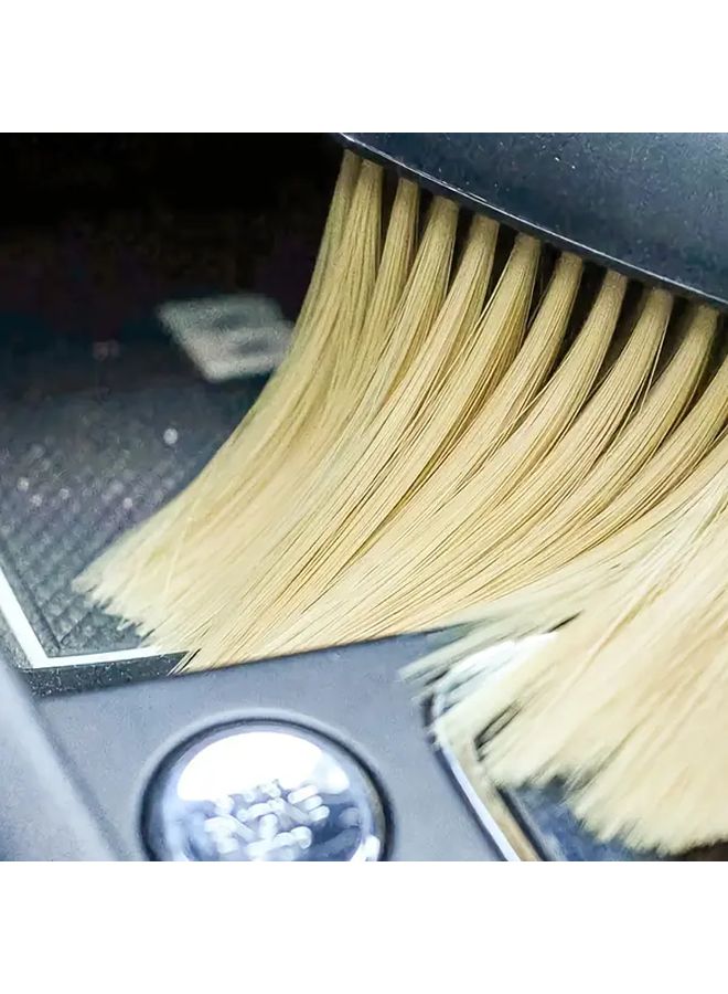 Double Bristle Car Interior Cleaning Brush Yellow And Black Dual Bristle Design - Image 4