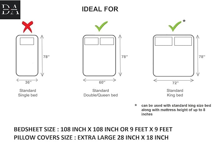DECOR2ADMIRE 300 TC Premium 7D Print Super King Size Cotton Bedsheet Set with 2 Pillow Covers | Ultra Soft 108” x 108” | Elegant Floral Designs (Petal Touch) - Image 4
