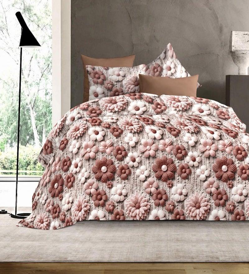 DECOR2ADMIRE 300 TC Premium 7D Print Super King Size Cotton Bedsheet Set with 2 Pillow Covers | Ultra Soft 108” x 108” | Elegant Floral Designs (Petal Touch) - Image 1
