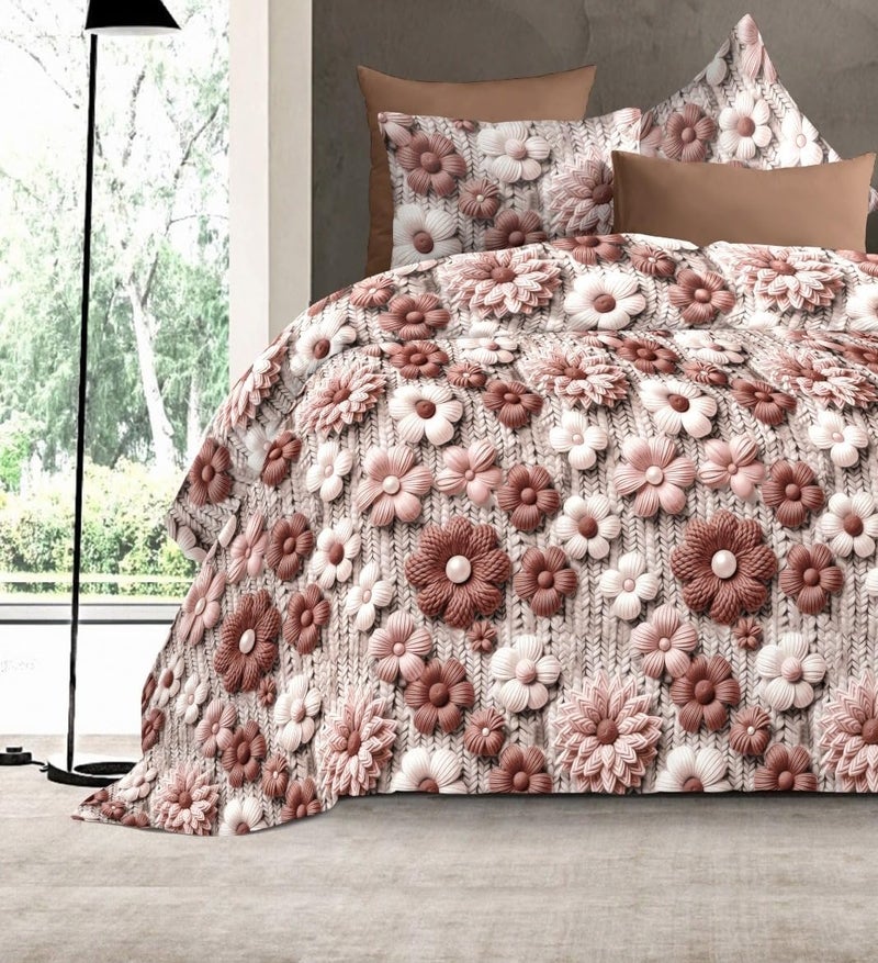 DECOR2ADMIRE 300 TC Premium 7D Print Super King Size Cotton Bedsheet Set with 2 Pillow Covers | Ultra Soft 108” x 108” | Elegant Floral Designs (Petal Touch) - Image 2