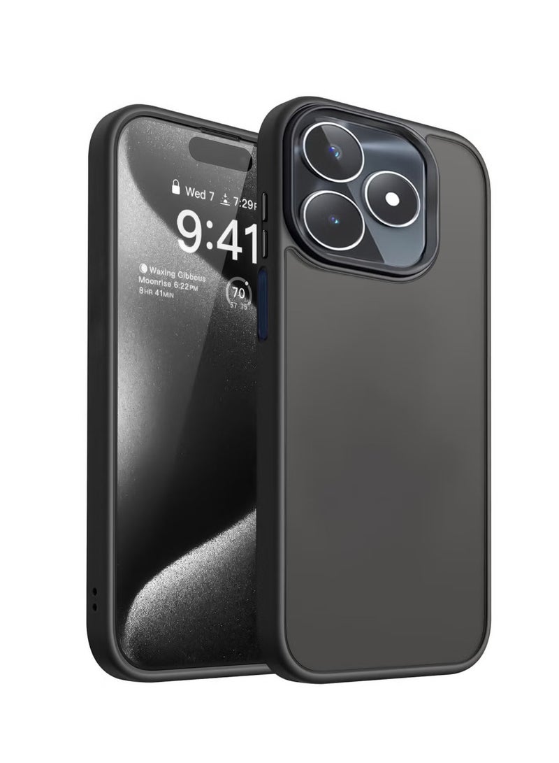 Case Translucent Matte Phone Case Slim Thin Shockproof Anti-Yellowing Women Men Girls Boys Protective Cover For Realme C51/C53/Note 50 (Black)