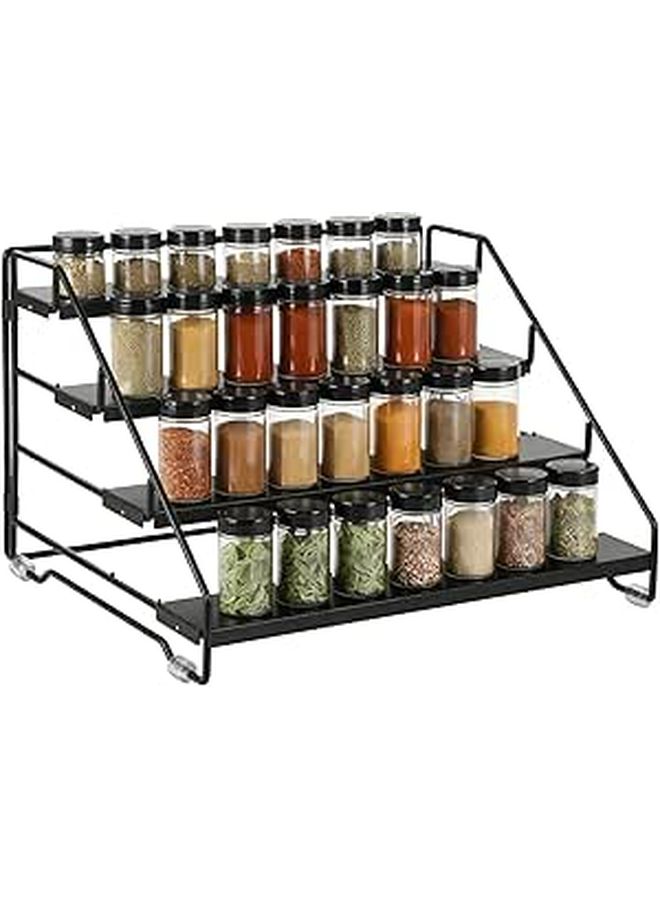 4 Tier Adjustable Depth Spice Rack Organizer Holds 24 Jars Carbon Steel 13 2 X 10 2 X 8 3 In - Image 1