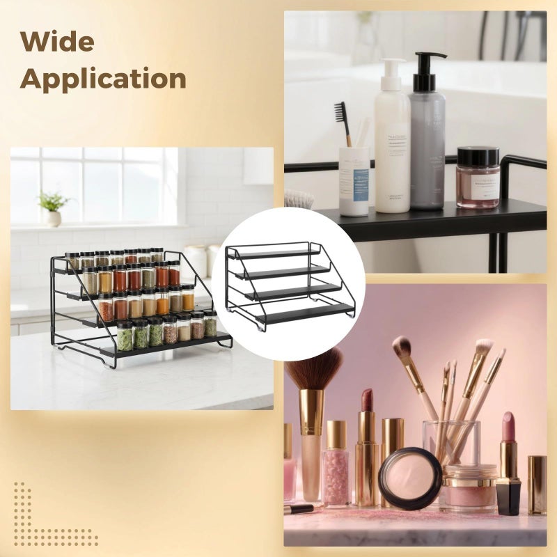 4 Tier Adjustable Depth Spice Rack Organizer Holds 24 Jars Carbon Steel 13 2 X 10 2 X 8 3 In - Image 5