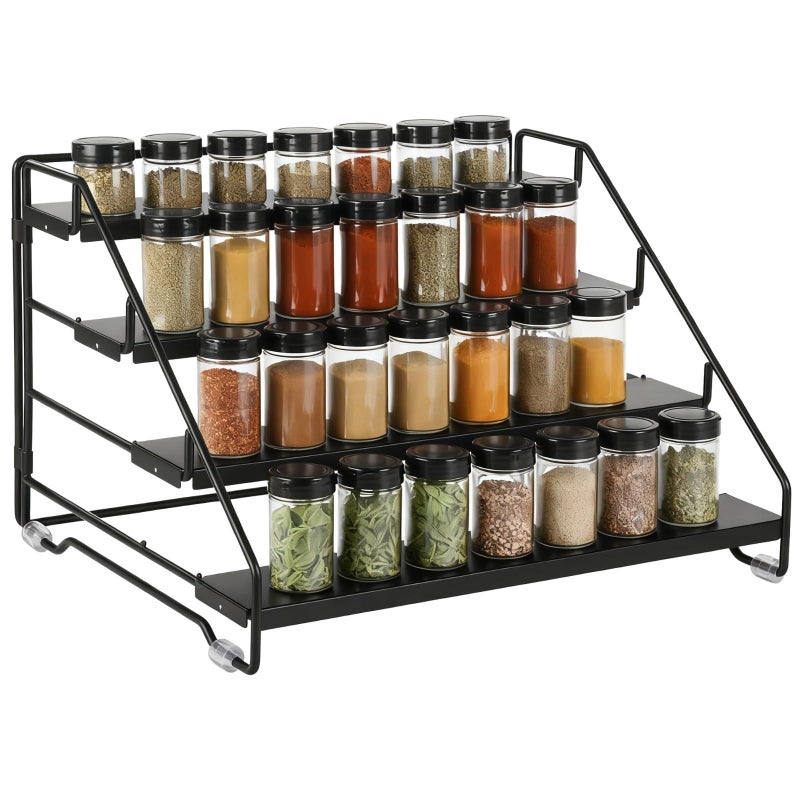 4 Tier Adjustable Depth Spice Rack Organizer Holds 24 Jars Carbon Steel 13 2 X 10 2 X 8 3 In - Image 2