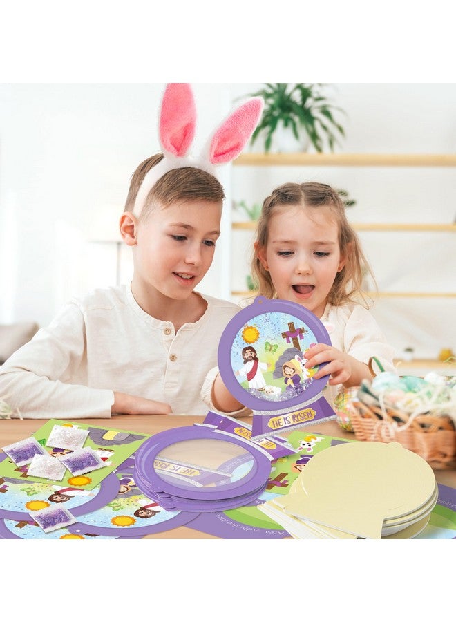 WATINC Easter He is Risen Scene Craft Kit, 12Pcs DIY Easter Cross Jesus Resurrection Crystal Ball Hanging Ornaments with Glitter Sequins Sugar Papers, Christian Religious Decor for Sunday School Class - Image 4