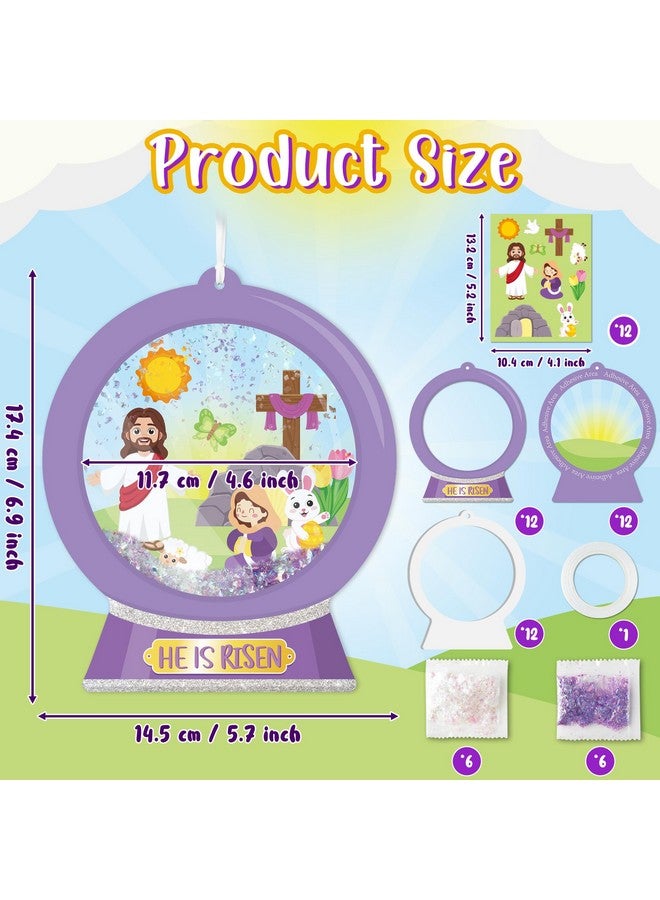 WATINC Easter He is Risen Scene Craft Kit, 12Pcs DIY Easter Cross Jesus Resurrection Crystal Ball Hanging Ornaments with Glitter Sequins Sugar Papers, Christian Religious Decor for Sunday School Class - Image 2