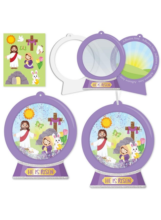WATINC Easter He is Risen Scene Craft Kit, 12Pcs DIY Easter Cross Jesus Resurrection Crystal Ball Hanging Ornaments with Glitter Sequins Sugar Papers, Christian Religious Decor for Sunday School Class - Image 1