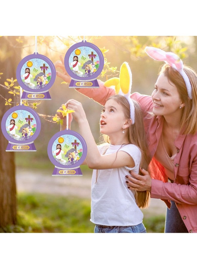 WATINC Easter He is Risen Scene Craft Kit, 12Pcs DIY Easter Cross Jesus Resurrection Crystal Ball Hanging Ornaments with Glitter Sequins Sugar Papers, Christian Religious Decor for Sunday School Class - Image 5