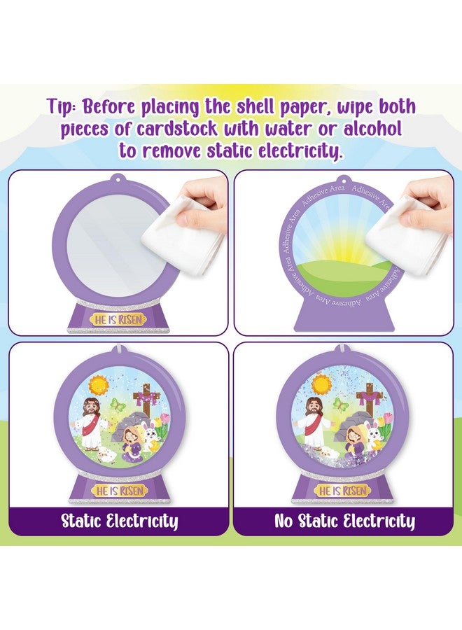 WATINC Easter He is Risen Scene Craft Kit, 12Pcs DIY Easter Cross Jesus Resurrection Crystal Ball Hanging Ornaments with Glitter Sequins Sugar Papers, Christian Religious Decor for Sunday School Class - Image 3