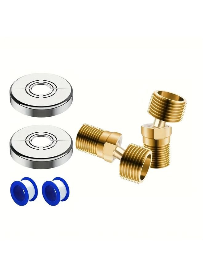 2Pcs Full Copper 360 Degree Curved Elbow Adjustable Radius Shower Triple Outlet Angle - Image 1