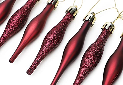 Christmas Concepts® Pack of 15-8.5cm Droplet Baubles - Matte & Glitter Design - Christmas Ornaments (Rioja Red) - Image 3