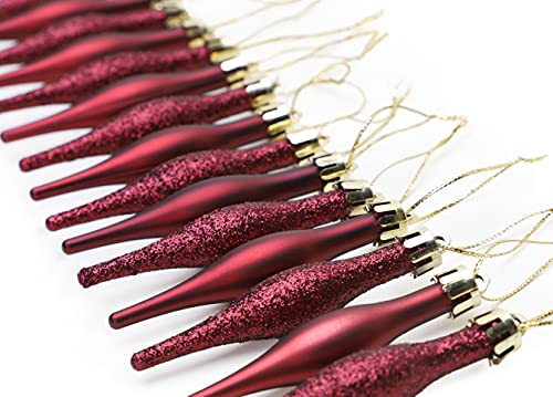Christmas Concepts® Pack of 15-8.5cm Droplet Baubles - Matte & Glitter Design - Christmas Ornaments (Rioja Red) - Image 4