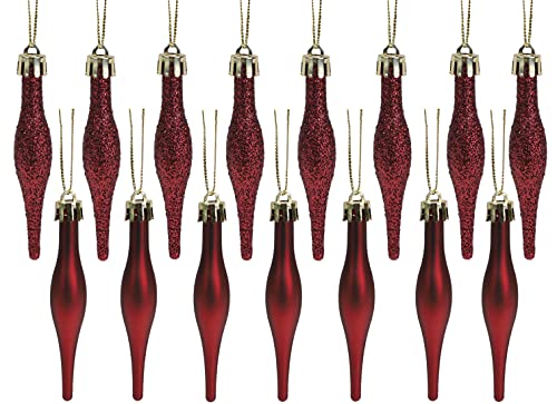 Christmas Concepts® Pack of 15-8.5cm Droplet Baubles - Matte & Glitter Design - Christmas Ornaments (Rioja Red) - Image 1