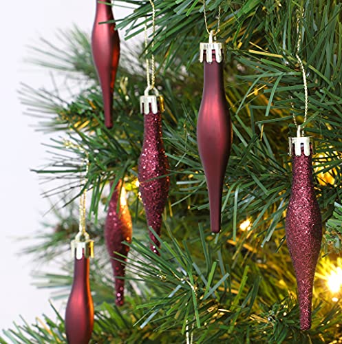 Christmas Concepts® Pack of 15-8.5cm Droplet Baubles - Matte & Glitter Design - Christmas Ornaments (Rioja Red) - Image 2
