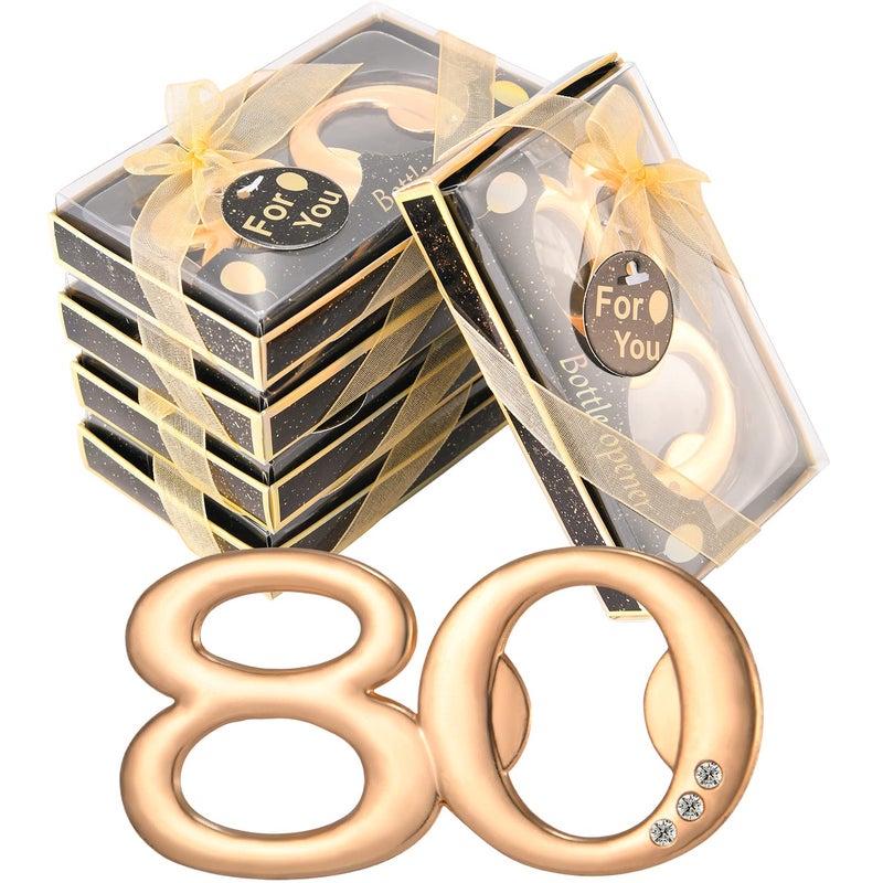 Winocbxt Winocbxt 50Pieces 80 Bottle Opener Gifts for 80th Birthday Party Favors 80th Anniversary Party Return Gifts or Souvenirs for Guests  Gold and Black Theme Party Decorations 80 