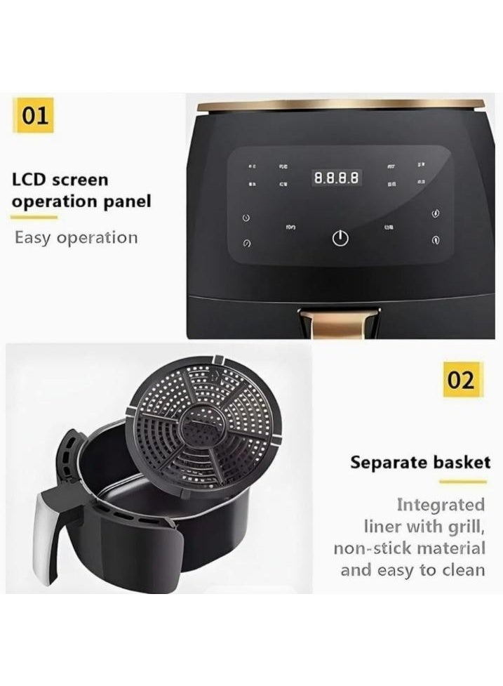 قلاية هوائية ديجيتال سعة 6 لتر مع شاشة LCD تعمل باللمس لون أسود - Image 5