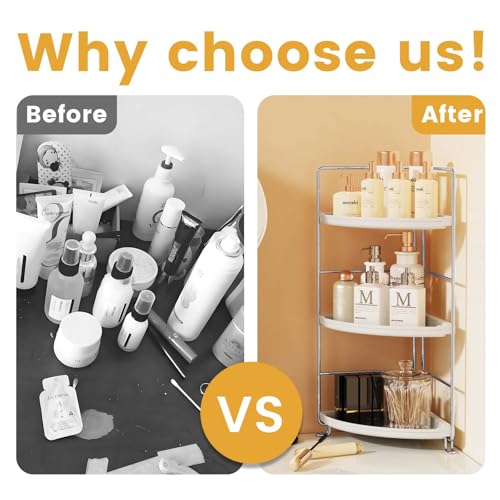 JANUS LiANG 3-Tier Bathroom Counter Organizer, Plastic Bathroom Organizer, Tool-Less Installation Makeup Vanity Tray, Bathroom Organizer Countertop Skincare Perfume Organizers (Chrome) - Image 5