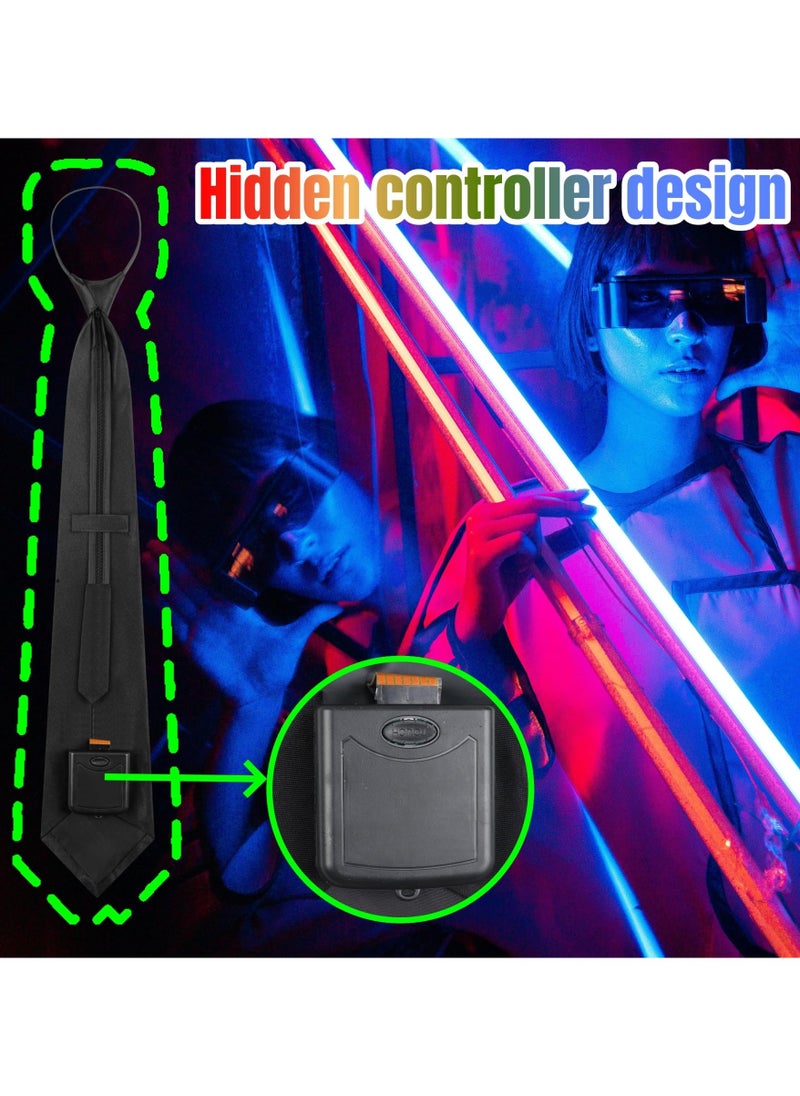SYOSI - Sound-Activated LED Light-Up Tie - Flashing Novelty Necktie for Men and Women, Perfect for DJs, Parties and Mardi Gras, Features Adjustable Sensitivity, Concealed Controller - Image 1
