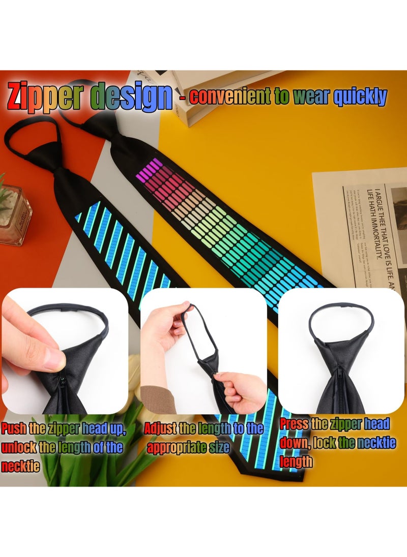 SYOSI - Sound-Activated LED Light-Up Tie - Flashing Novelty Necktie for Men and Women, Perfect for DJs, Parties and Mardi Gras, Features Adjustable Sensitivity, Concealed Controller - Image 1