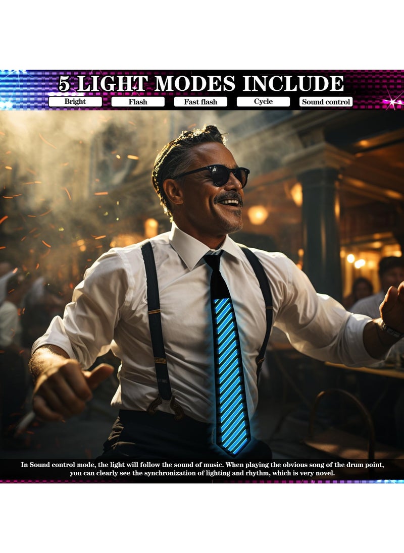 SYOSI - Sound-Activated LED Light-Up Tie - Flashing Novelty Necktie for Men and Women, Perfect for DJs, Parties and Mardi Gras, Features Adjustable Sensitivity, Concealed Controller - Image 1