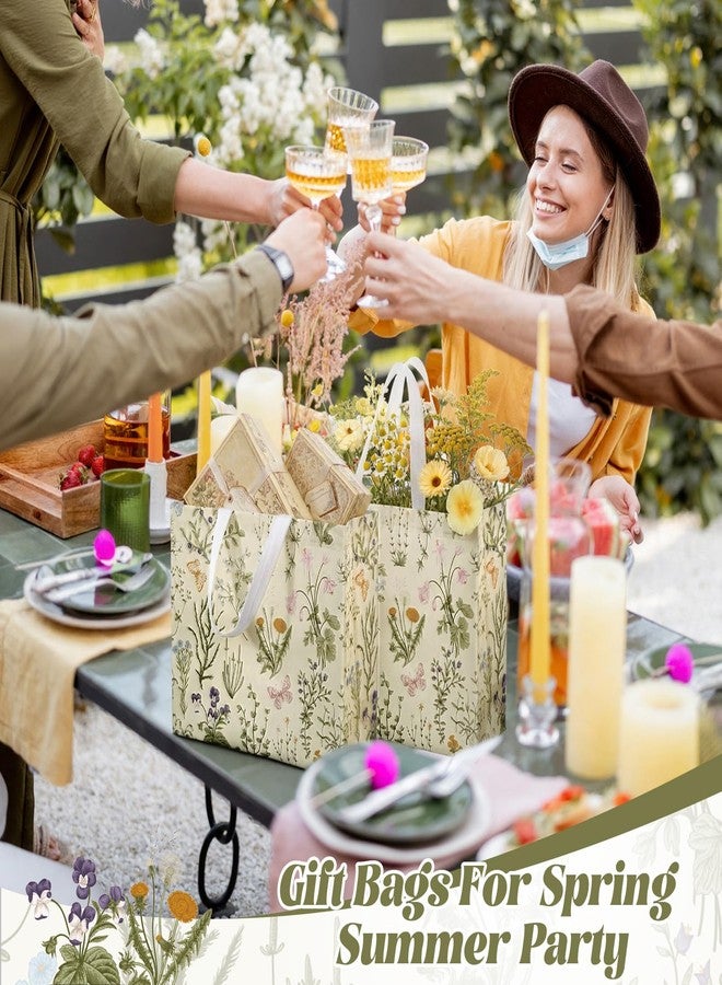 Abbylike 30 Pcs Wildflower Gift Bag Large Floral Shopping Bag Vintage Non Woven Tote for Party, 12.2 x 11.02 x 4.72 Inches - Image 3