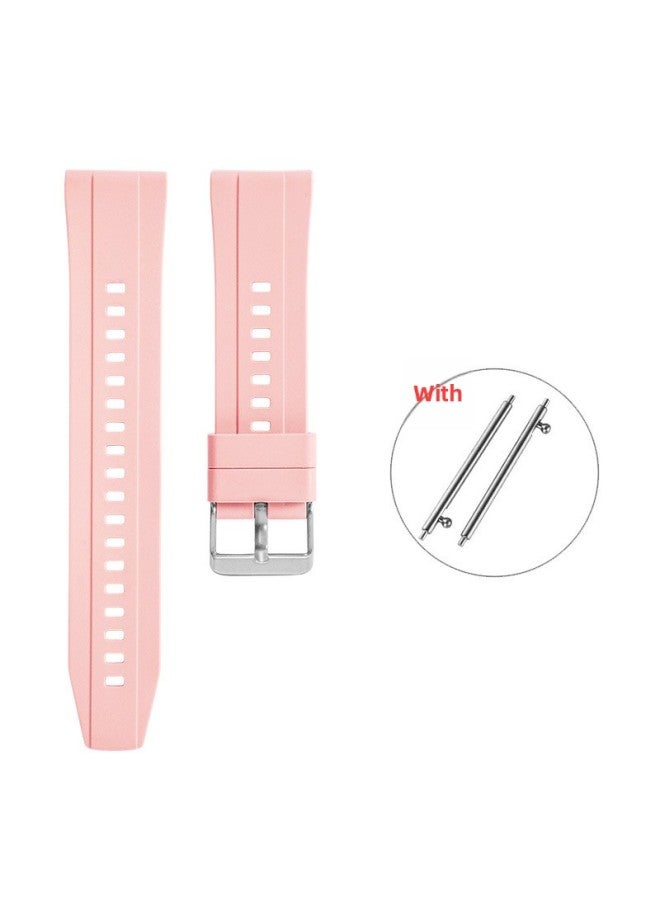 [ready Stock] Suitable For Huawei WatchGT4 Silicone Universal Watch Strap/gt2/gt3 With Quick Release Switch Earrings-Color:C11 Quicksand Powder-silver Buckle-Specifications:20MM  - Image 1