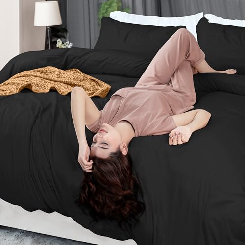 Utopia Bedding Duvet Cover Queen Size - 3 Piece with Zipper Closure - 1 Comforter Cover 90X90 Inches & 2 Pillow Shams 20X26 Inches (Black) Comforter Not Included - Image 5