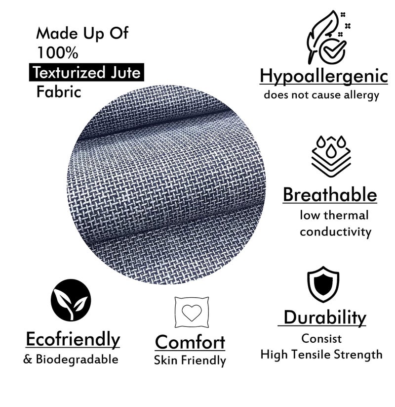 Yellow Weaves Jute Texture Cushion Covers, 16 X 16 Inches, Grey, Set of 5, 250 TC - Image 2