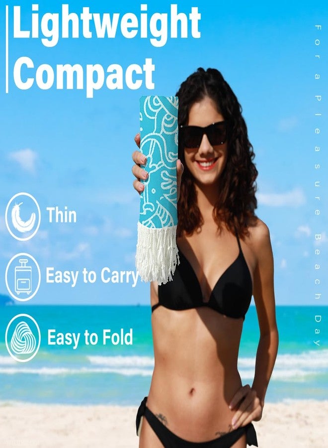Widdonen Thin Turkish Beach Towel Lightweight Quick Dry Absorbent Cotton Bathroom Bath Pool Swim Towels Extra Large Oversized Sand Free Beach Accessories Essentials Cloud Gifts for Adult - Image 2