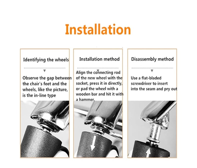 Universal 2 Inch Mute Caster Wheels 5pcs Office Chair Replacement Swivel Rollers 360 Degree - Image 5