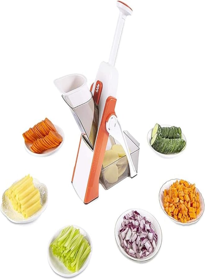 Showay Goodern 5 In 1Multifunctional Vegetable Cutter,Mandoline Vegetable Slicer,AdjUStable Thickness Potato Onion Chopper,Safe Upright Dicer Fruit,Slicer Food Kitchen Tools,