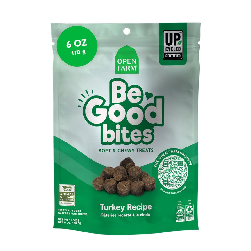 Open Farm, Be Good Bites, Soft Dog Training Treats, Small & Chewy, Made with Ethically & Sustainably Sourced Ingredients, Non-GMO Fruits & Grains, Turkey Recipe, 6oz Pouch - Image 1