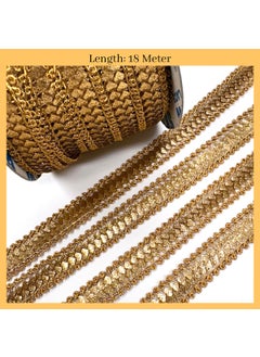 Embroiderymaterial EmbroideryMaterial Shiny Gold Zari Border Lace for Sewing, Embroidery, Edging, Saree Border, Blouse, Dupatta Border, Lehenga, Kurti etc (18 Meters, 15mm Wide)  - Image 5