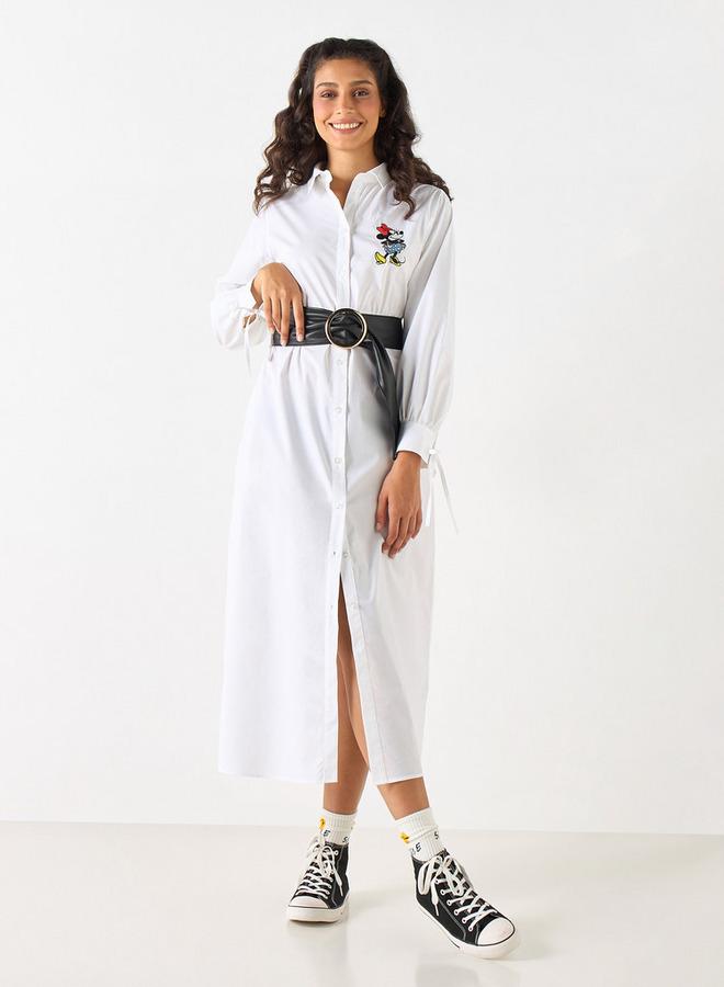 اس بي كاركترز فستان قميص بأكمام طويلة وفتحة وتطريز ميني ماوس - Image 2