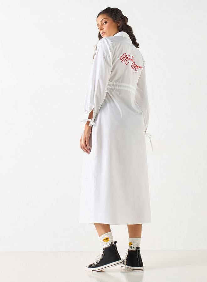 اس بي كاركترز فستان قميص بأكمام طويلة وفتحة وتطريز ميني ماوس - Image 3