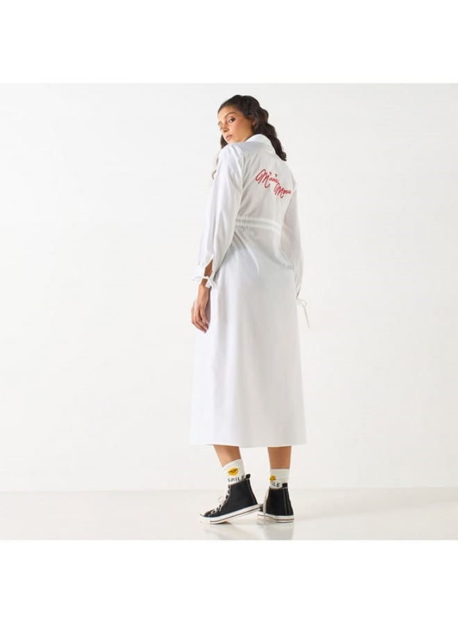 اس بي كاركترز فستان قميص بأكمام طويلة وفتحة وتطريز ميني ماوس - Image 4