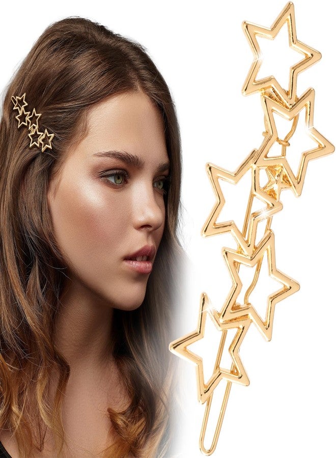 Mxxipp Gold Star Hair Pin for Women, Classical Metal Hair Bang Clips, Non-Slip Hollow Star Hair Barrette Accessories for Long Short Straight Curly Hair - Image 1