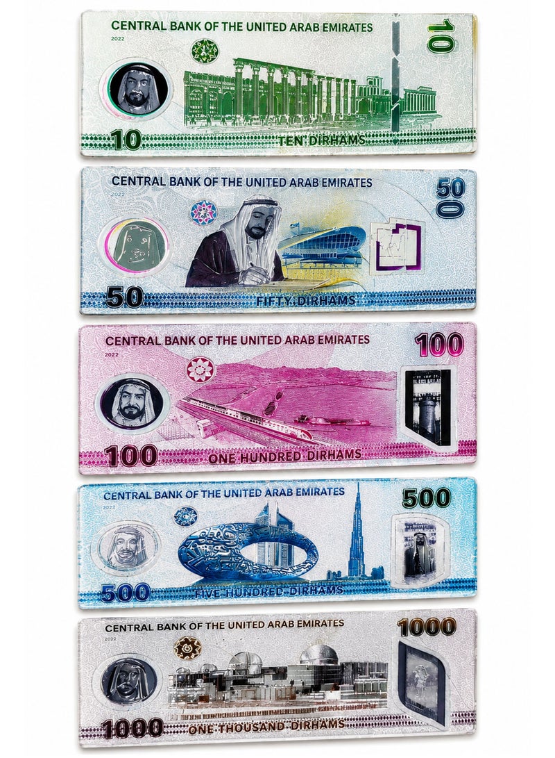 UAE Dirham Fridge Magnets Set, 5 PCS Dubai Currency Banknote Magnets, Decorative UAE Money Souvenir Collection - Image 3