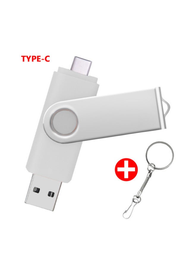 TYPE-C Mobile Phone U Disk OTG Rotating U Disk Can Be Fixed LOGO U Disk 8G16G32G64G128G Gift U Disk-color:TYPE-C Rotates White-capacity:128GB - Image 1