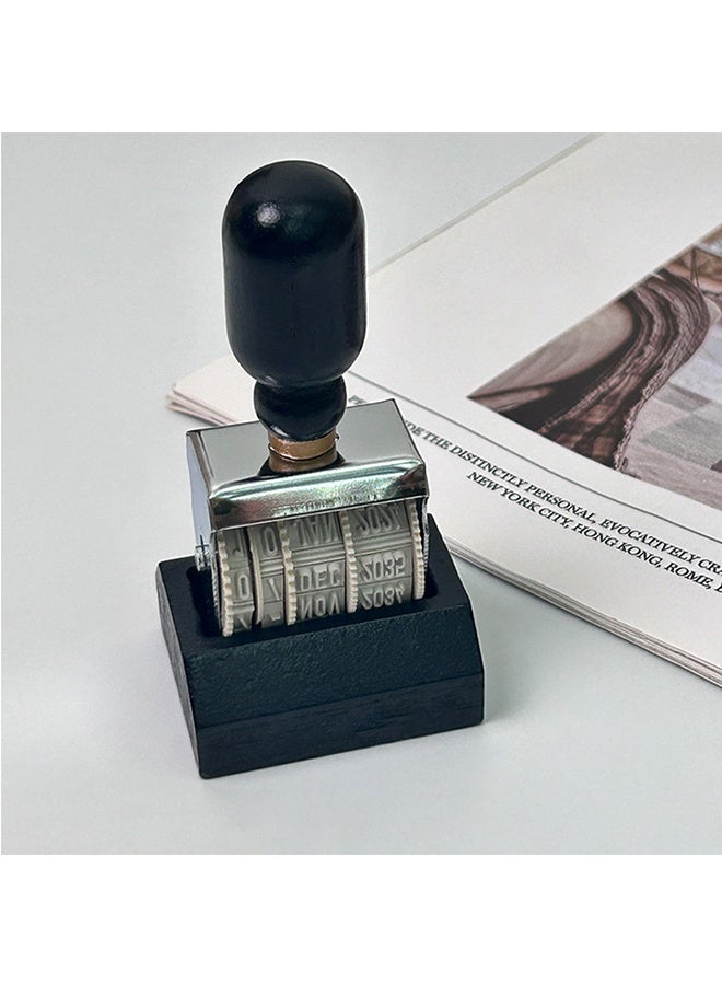 Roller Date Stamp, Retro Small Date Stamper,Wooden Date Stamp Day Month Year Date, with Wooden Handle Base, for DIY Craft Card Making Planner Scrapbooking, Office Stamps - Image 3